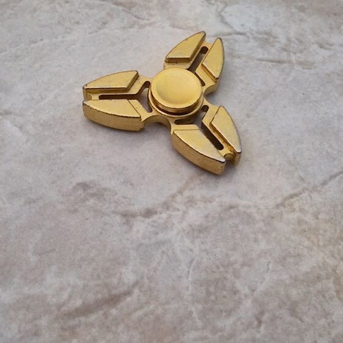 Set of 3 metal fidget spinners, blue/gold/yellow