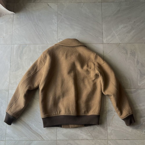 ZARA wool bomber jacket, size small, beige and brown