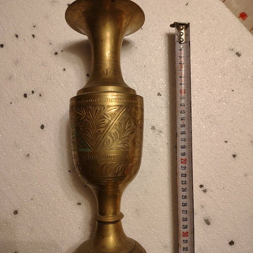 Antique Engraved Brass Vase Restored