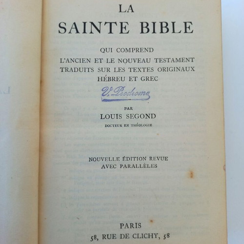 La Sainte Bible book used, French edition 1930