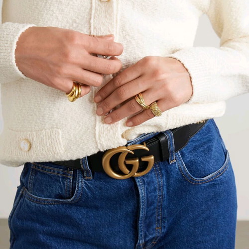 Gucci GG Marmont thin belt like new, black and gold, size 80cm