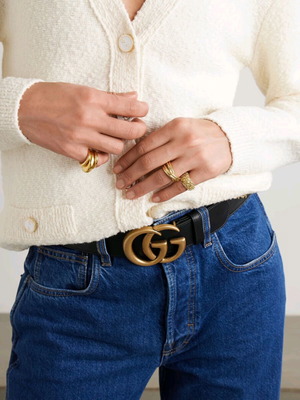 Gucci GG Marmont thin belt like new, black and gold, size 80cm
