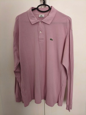 Lacoste men's long sleeve polo shirt, pink powder, XXL