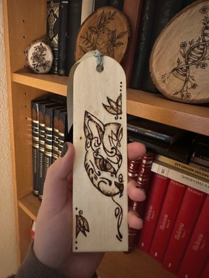 Wooden bookmark with hand pyrography new