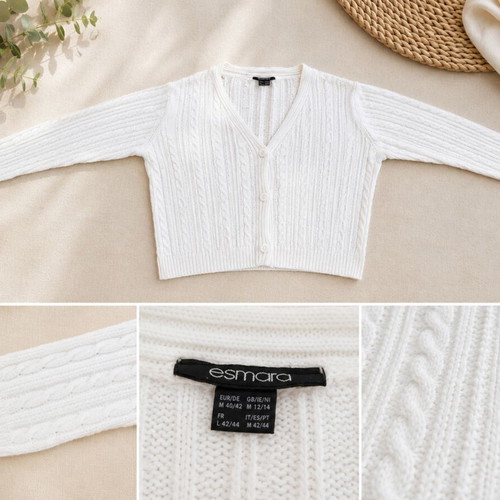 White knitted cardigan Esmara size M 40/42 like new