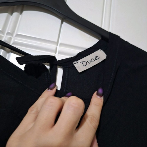 Dixie black thin blouse with V back like new, size M