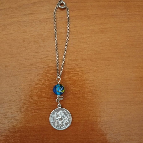 Silver charm pendant good luck talisman new with Virgin Mary and Saint Christopher