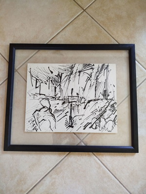 Alkis Pierrakos Ink Drawing on Paper like new