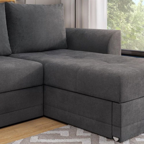 Corner sofa bed with storage compartments