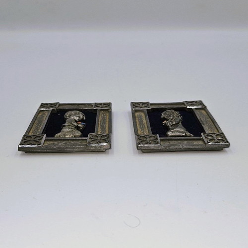 Peltro vintage pair of silver frame photo frames used