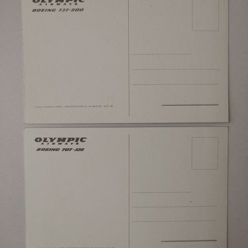 Color postcards with Olympic airplane, pack of 5 used