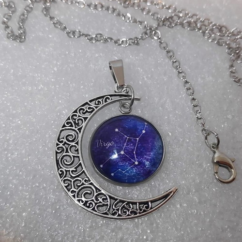 Pendant Virgo Zodiac Half Moon stainless steel like new