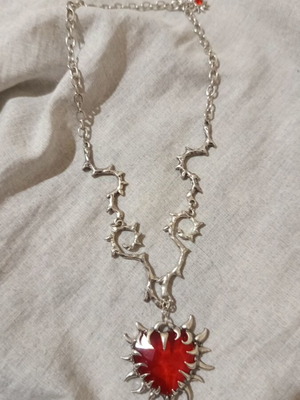 Bijou necklace with red stone and crystal like new
