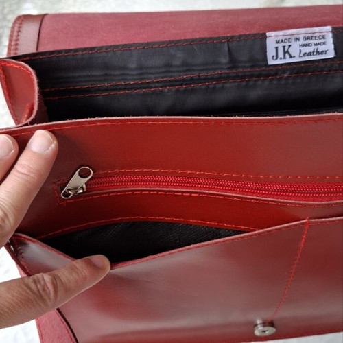 Crossbody bag like new, handmade red genuine leather