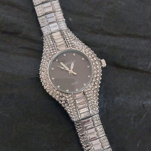Women's watch with rhinestones new, silver, stainless steel