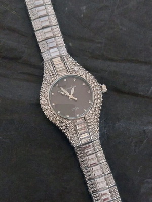 Women's watch with rhinestones new, silver, stainless steel