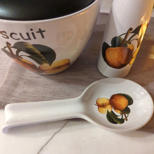 Ceramic biscuit jar set used with spoon and bottle
