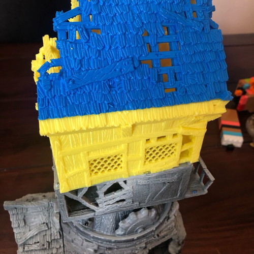 Black Scrolls Ruined Windmill 3D Printed Model used, modular parts
