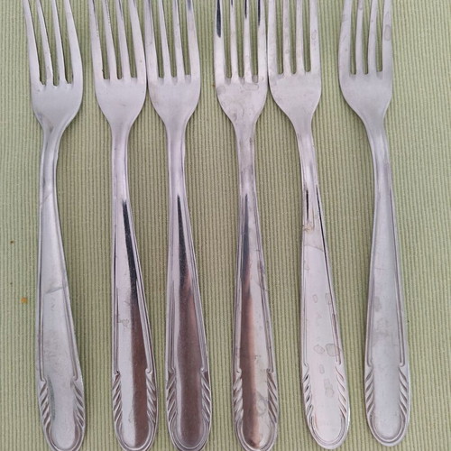 Forks set of 6 used, stainless steel from German brand Rostfrei 1970