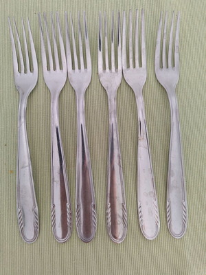 Forks set of 6 used, stainless steel from German brand Rostfrei 1970