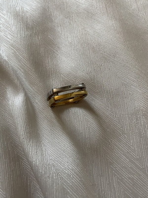Unisex Two-Tone Stainless Steel Ring Size 53 New