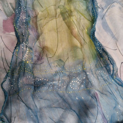 Vintage silk scarf like new, blue and green