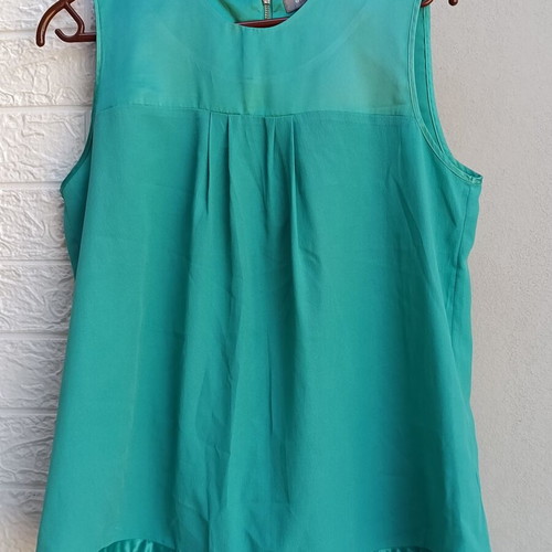Green satin blouse by Next like new, zipper back, size XL