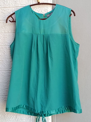 Green satin blouse by Next like new, zipper back, size XL