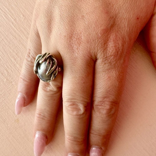 925 Silver Ring with Natural Nautilus Shell Vintage, Like New