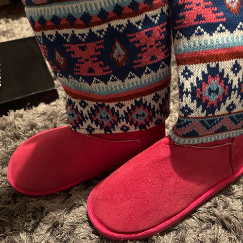Boots with fur lining and detachable boho gaiters, size 39, new