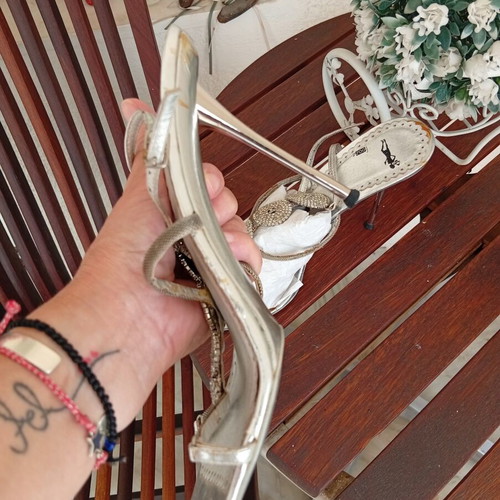 Silver sandals size 40 used, leather insole