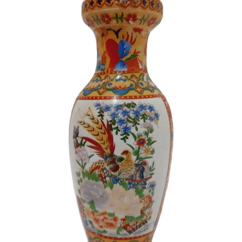 Chinese porcelain vase handpainted with birds and flowers, like new