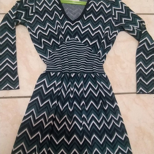 Numph knitted long dress like new, black and green