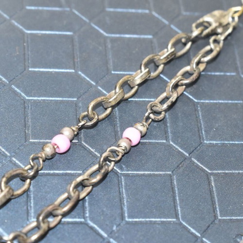 Vintage silver 925 bracelet with pink beads used