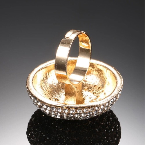 Strass ring new, adjustable, white and pink