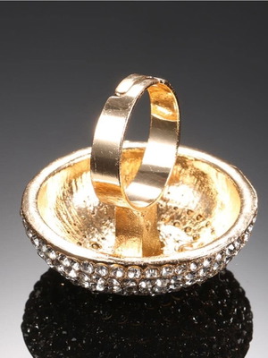 Strass ring new, adjustable, white and pink