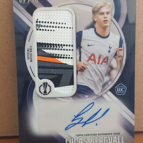 Topps Merlin Lucas Bergvall RC Match Ball Auto Black Refractor /10 like new