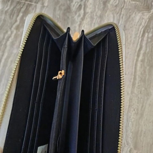 Bag to Bag wallet with coin and card compartments, silver