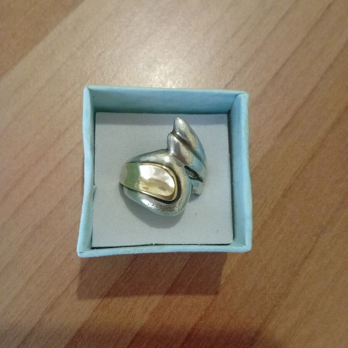 Ring with 14K gold and 925 silver new, size 55-56, 9 grams