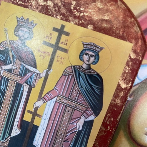 Saint Constantine and Helen Icon on Wood 11x15cm New