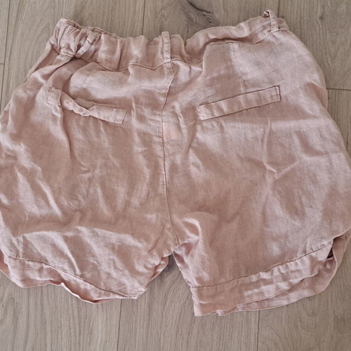 Linen shorts used, soft pink with woven drawstring belt, size S/M