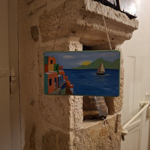 Handmade hanging art with sea theme