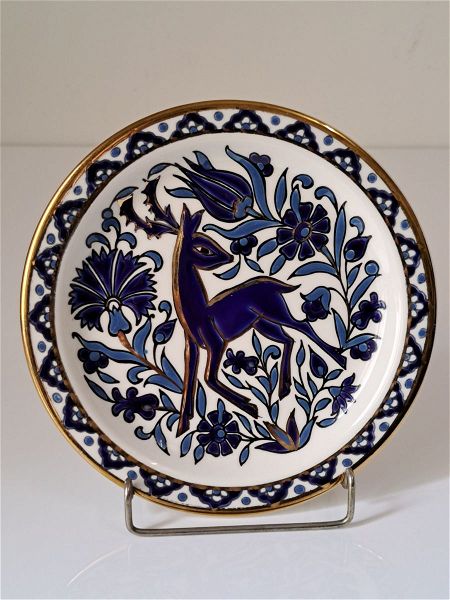  Ceramica Olympia diakosmitiko piato tichou Ø19cm Hand made 24K Gold Rhodes Greece #00987