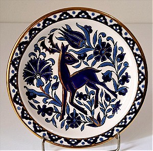 Ceramica Olympia Διακοσμητικό Πιάτο Τοίχου Ø19cm Hand made 24K Gold Rhodes Greece #00987