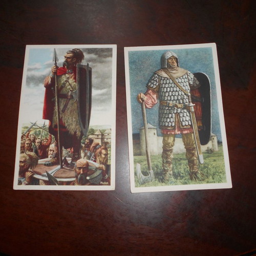 Julius Caesar and Gauls cards used, 8 old Belgian chocolate cards