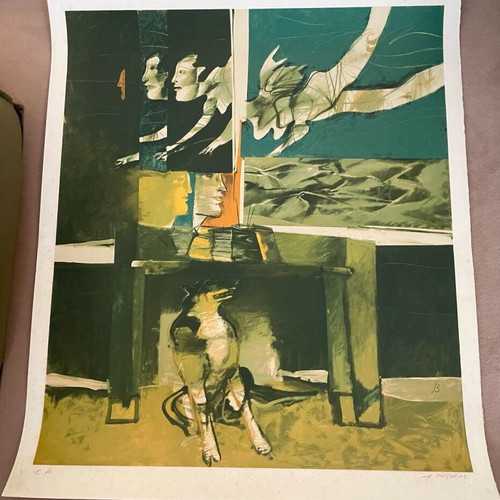 Silk Screen Print by D. Mytaras used, large composition