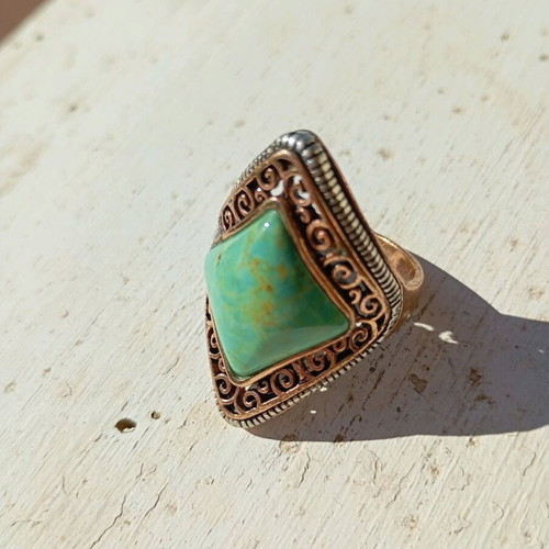 Barse ring sterling silver and brass with genuine turquoise, like new