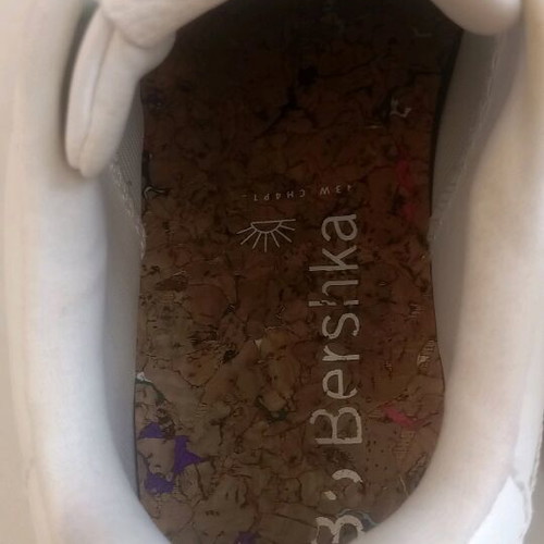 Bershka platform sneakers used, size 35, white with colorful splashes