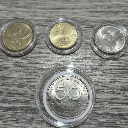 Drachma coins new, set of 4 with Solon and others