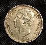  Ισπανία 5 pesetas 1876